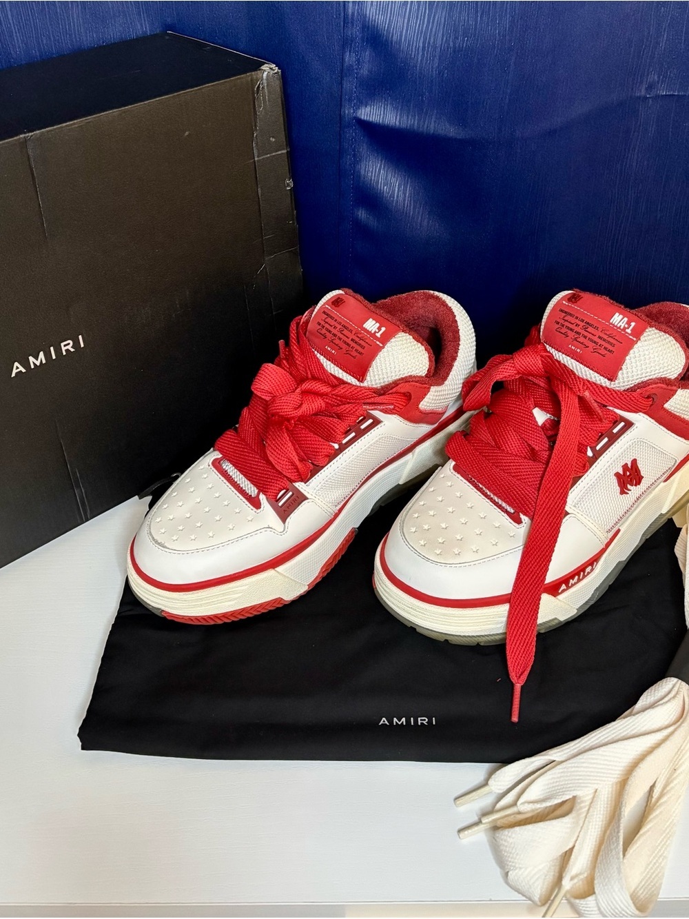 AMIRI White and Red Men's Low-Top Sneakers - Picture 4 of 11